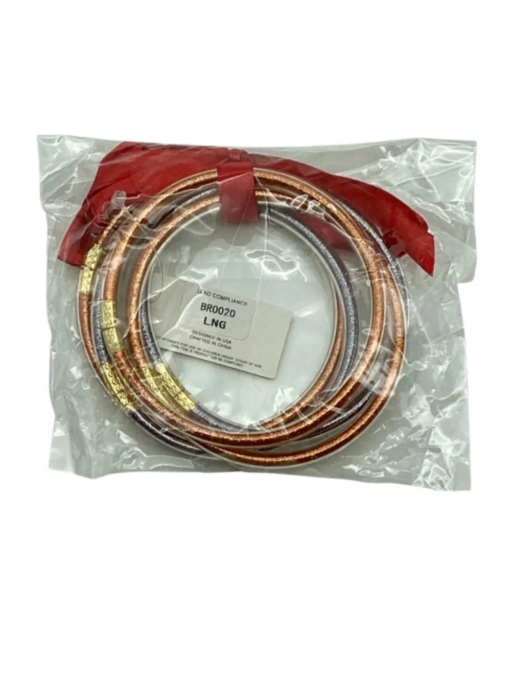 Refuse To Lose Burnt Orange and Blue Glitter Jelly Tube Bracelet Set (NWT)